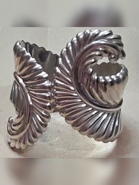 84.71 Grams NATIVE AMERICAN 925 STERLING SILVER Feather CUFF BRACELET  VERY RARE